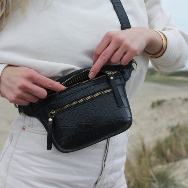 Beck's bum bag – heuptas – black classic croco leather - Afbeelding 2
