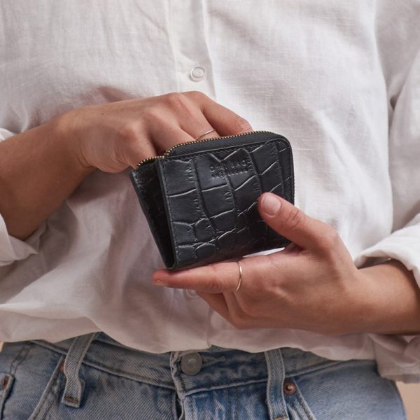 Coco coin purse – portefeuille – black classic croco leather - Afbeelding 2