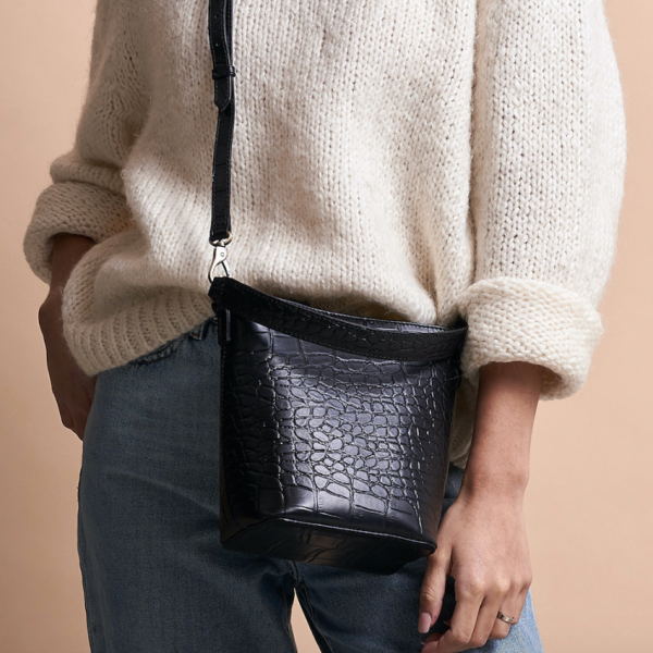 bobbi bucket bag- croco black classic - Afbeelding 2