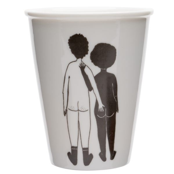 White man - black woman - porseleinen beker