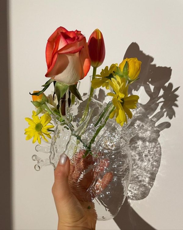 Love in bloom glass heart vase - vaas - white - Afbeelding 2