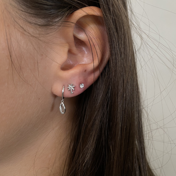 Jolie palmtree - oorbel - silver - Afbeelding 2