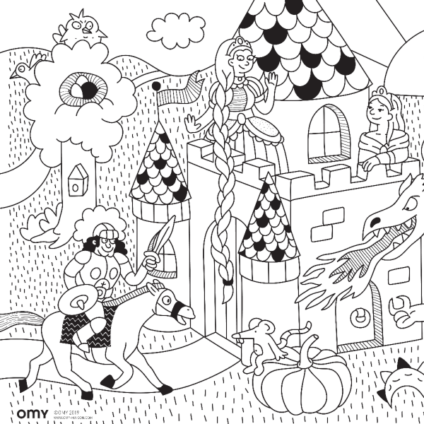 Princesses and dragons pocket coloring - kleurposter - Afbeelding 2