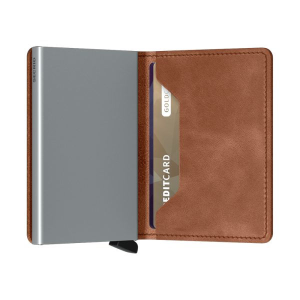 Slimwallet - portfeuille - vintage cognac silver - Afbeelding 3