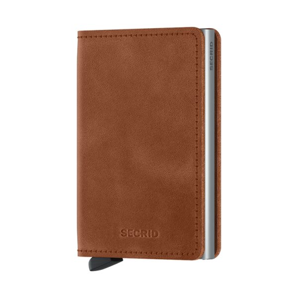 Slimwallet - portfeuille - vintage cognac silver