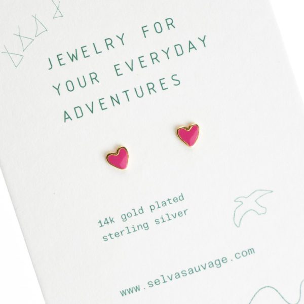 Heart studs - oorbellen - fuchsia