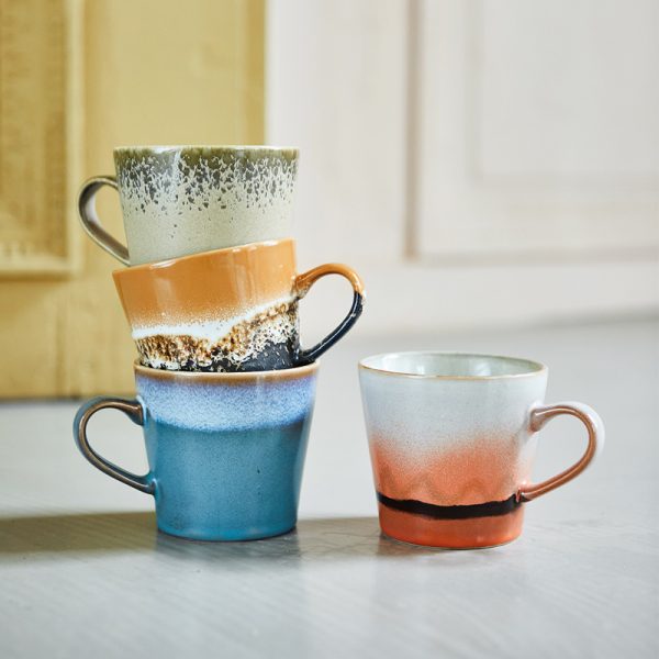 70s keramiek – cappuccino mok – bark - Afbeelding 2