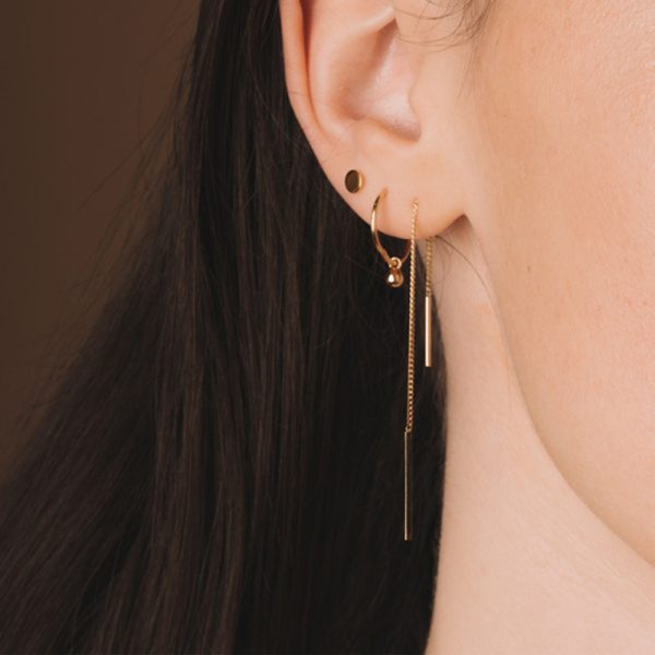 Earthread with bar - oorbellen - gold