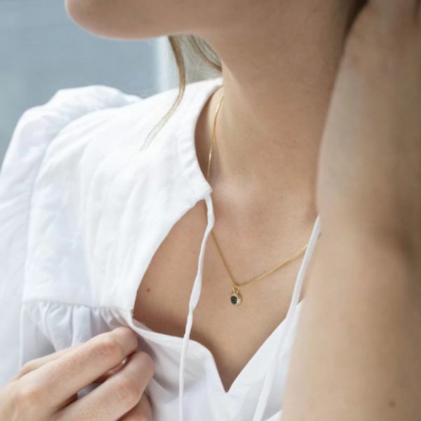 Rond hangertje met steentjes - ketting - goud - Afbeelding 2