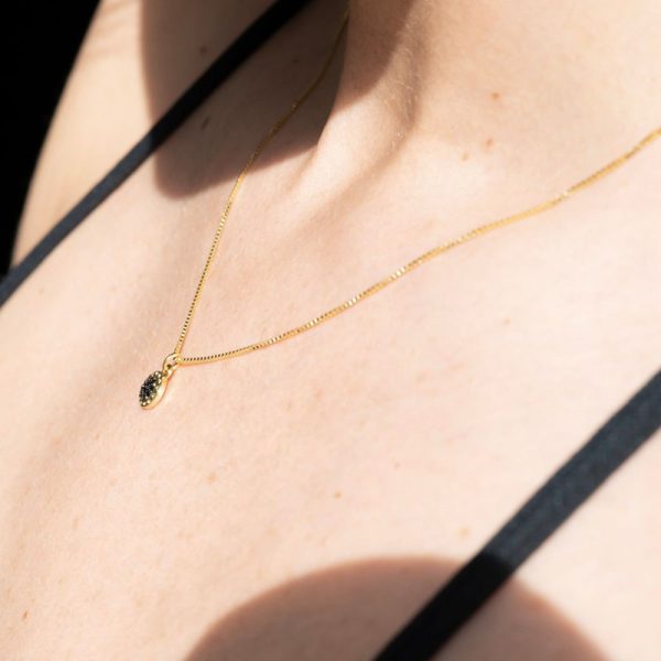 Rond hangertje met steentjes - ketting - goud - Afbeelding 3