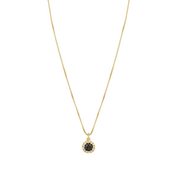 Rond hangertje met steentjes - ketting - goud