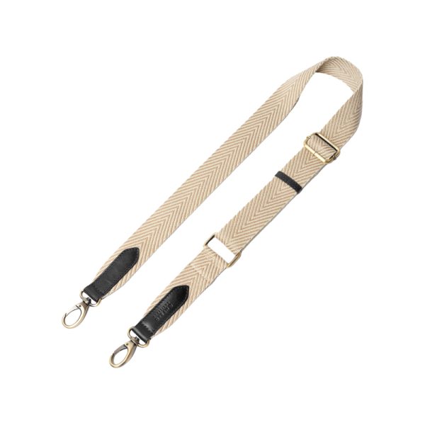 Herringbone webbing strap sand - black - Afbeelding 2
