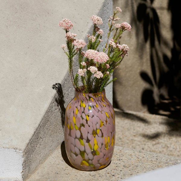 Splash vase round large - vaas - light pink and yellow
