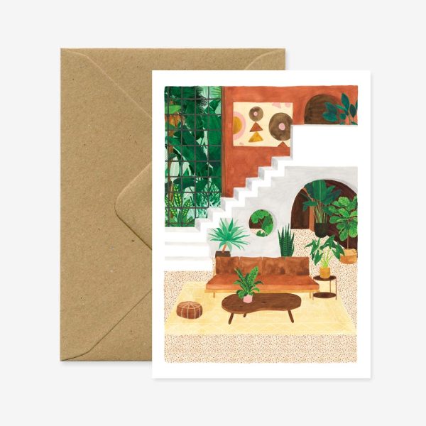 Vintage living room - wenskaart