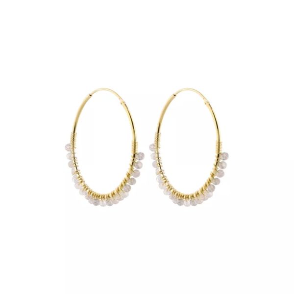 Labradorite beaded hoops - oorbellen - gold - Afbeelding 2