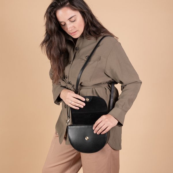 Ava – handtas – black classic leather - Afbeelding 4