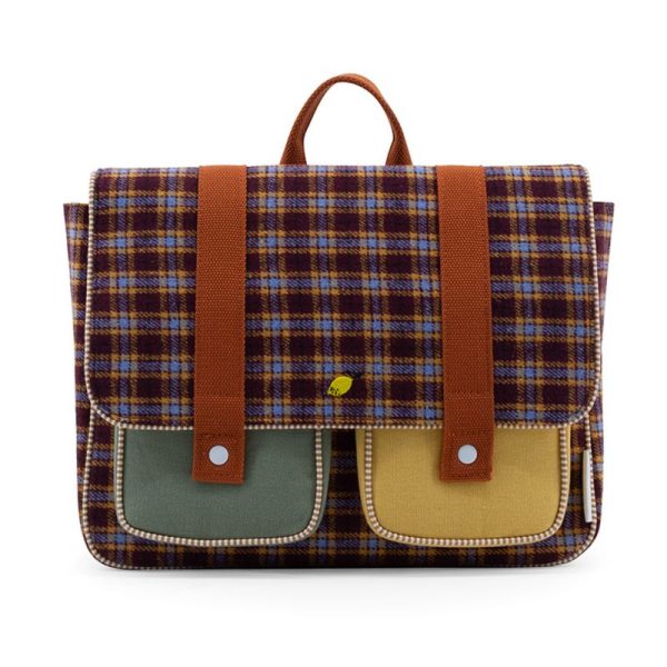 tartan – schooltas – stormy purple