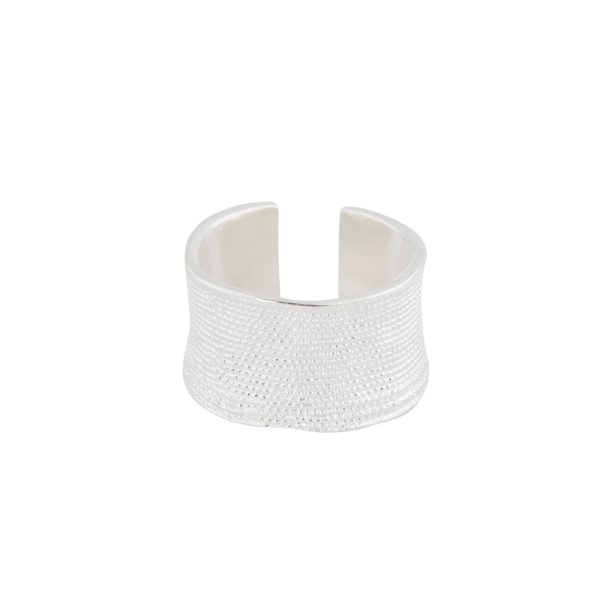 Zilveren ring met textuur - ring - Afbeelding 3