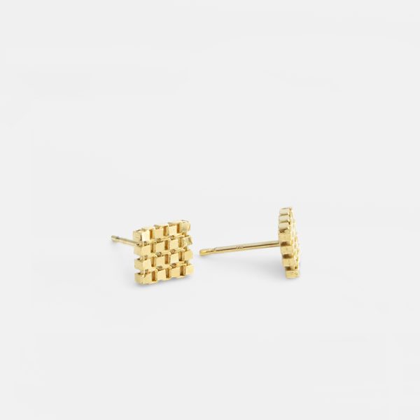 Blockchain square glare - oorbellen - gold
