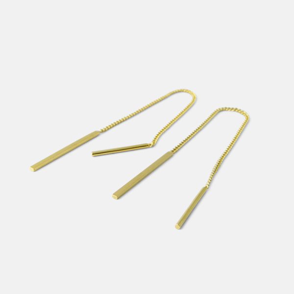 Earthread with bar - oorbellen - gold - Afbeelding 2