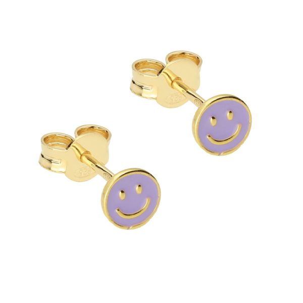 Smiley studs - oorbellen - lila