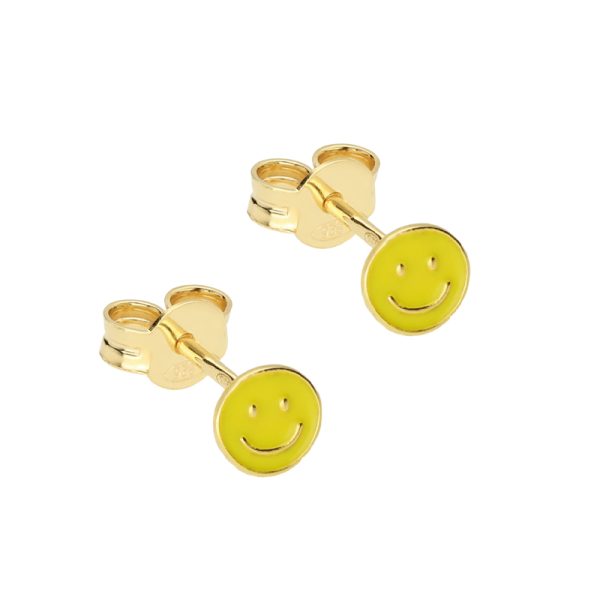 Smiley studs - oorbellen - yellow