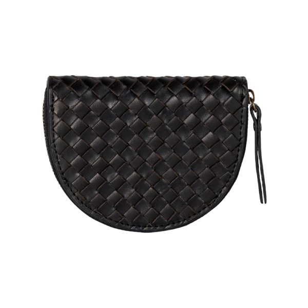 Laura coin purse – portefeuille – black woven leather - Afbeelding 2