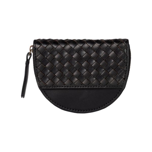 Laura coin purse – portefeuille – black woven leather - Afbeelding 3