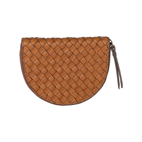 Laura coin purse - portefeuille - cognac woven leather - Afbeelding 2