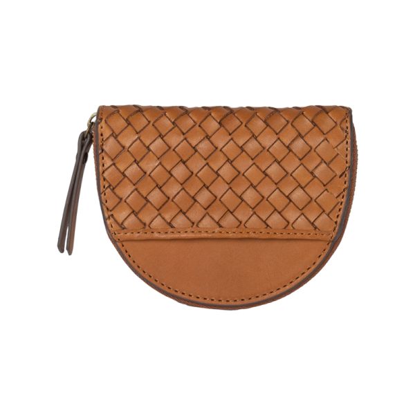 Laura coin purse - portefeuille - cognac woven leather - Afbeelding 3