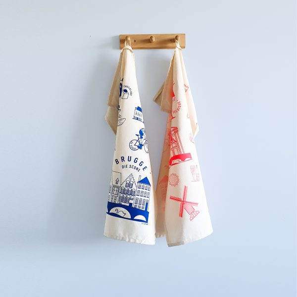 Oh lala Brugge – theedoek – fluo - Afbeelding 2