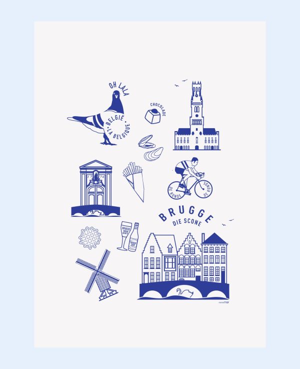 Oh lala Brugge – theedoek – fluo - Afbeelding 3