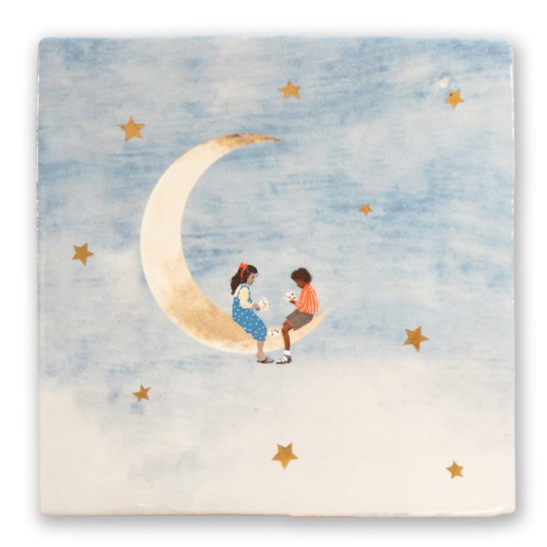 Little friends on the moon small 10x10cm - decoratie - Afbeelding 4