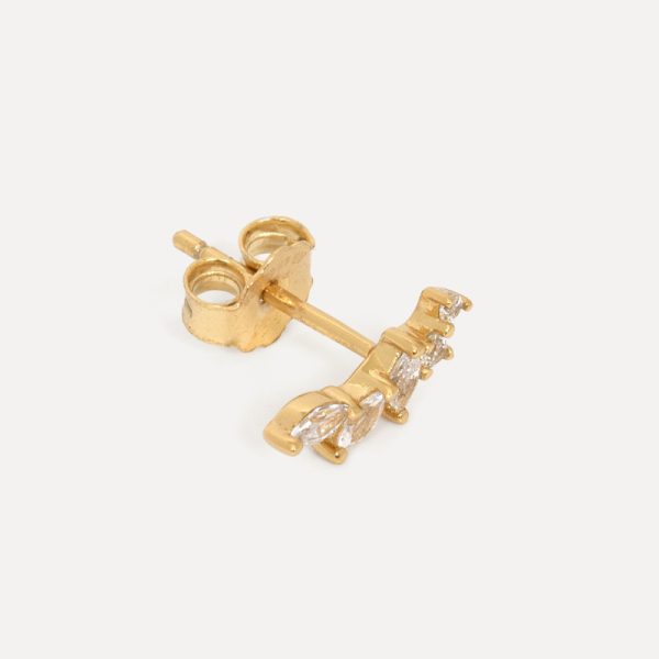 Louise strass leaves - oorbel - gold - Afbeelding 2