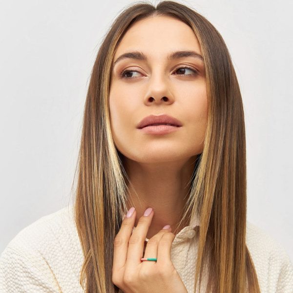 Double color ring – ring – light green/burnt coral - Afbeelding 2
