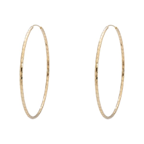 Hammered plain hoop - oorbellen - goldplated - Afbeelding 2