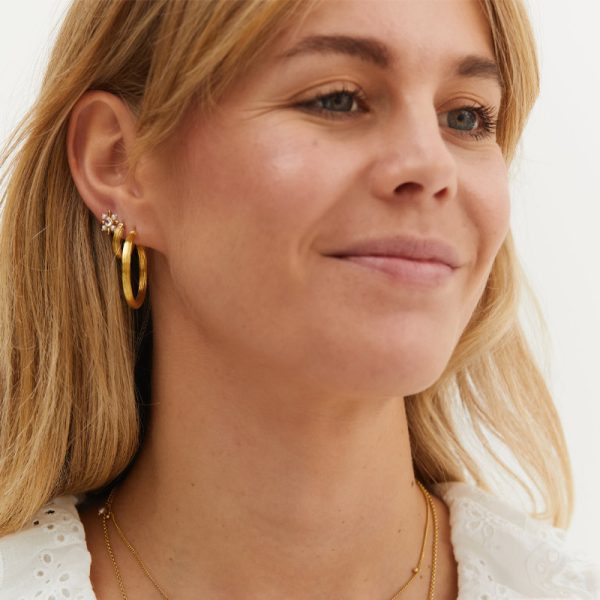 Pyramid hoop earrings - oorbellen - goldplated