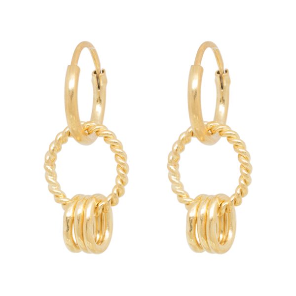 Rope multi ring earring - oorbellen - goldplated - Afbeelding 2