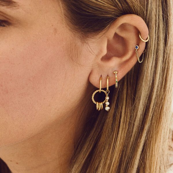 Rope multi ring earring - oorbellen - goldplated