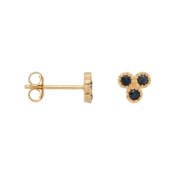 Single darkness trio stud earring - oorbel - goldplated
