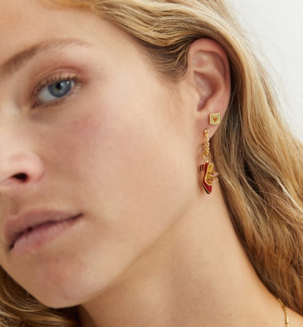 Single love letter stud earring - oorbel - goldplated - Afbeelding 2