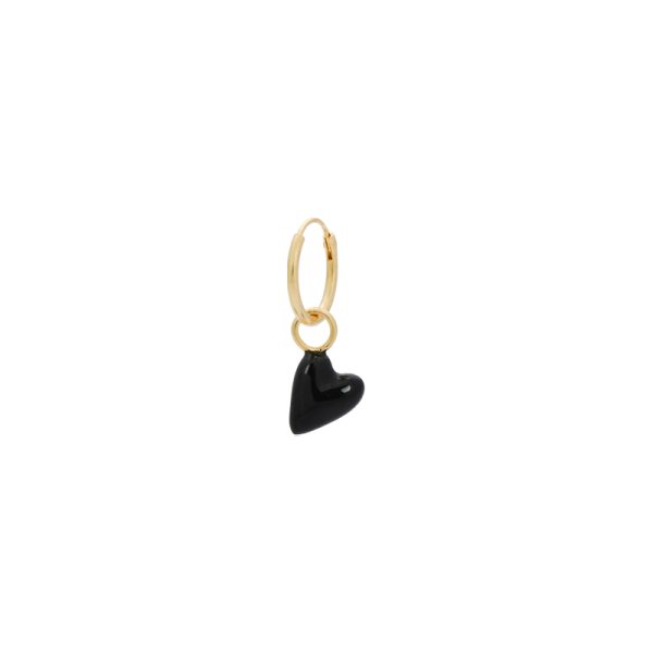 Single la muerta heart ring earring - oorbel - goldplated - Afbeelding 2