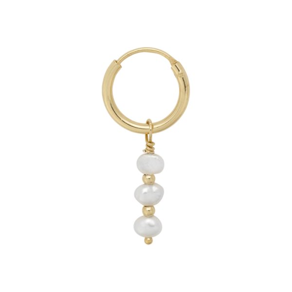 Single pearly ring earring - oorbel - goldplated