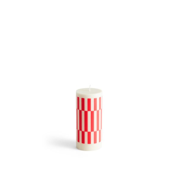 Column candle small - kaars - offwhite/red