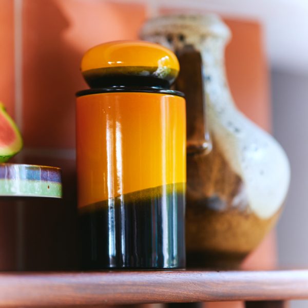 70s ceramics storage jar - voorraadpot - sunshine