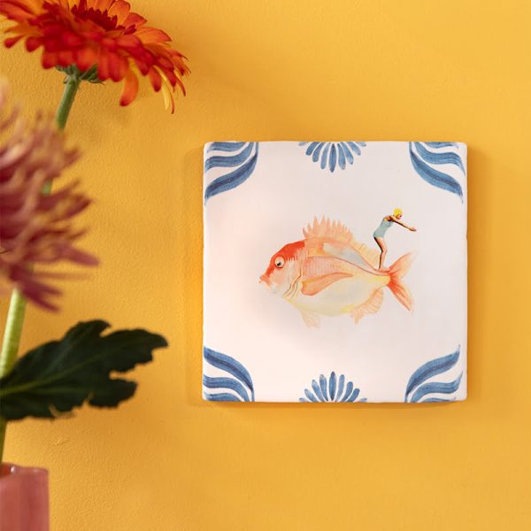 Dive fearlessly 10x10cm - tegel