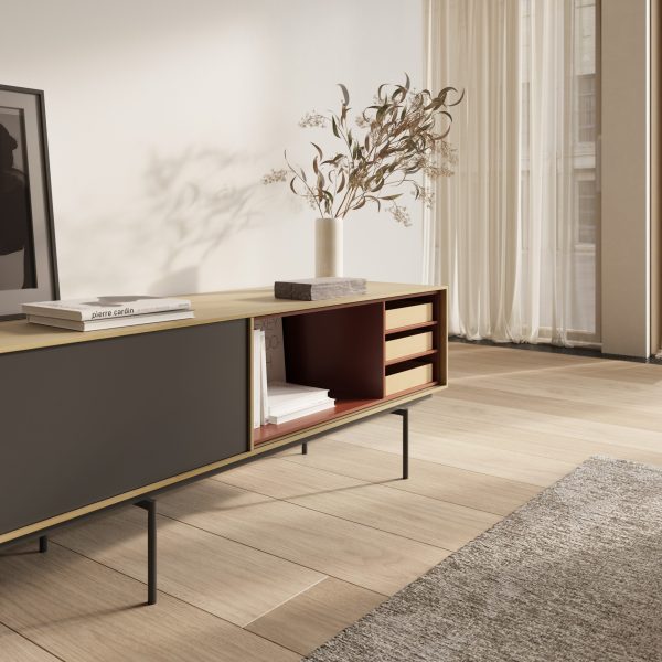 Aura – dressoir – oak/brick/onyx - Afbeelding 2