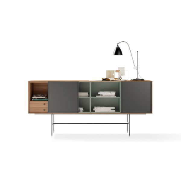 Aura – dressoir – walnut/moss green/graphite - Afbeelding 3
