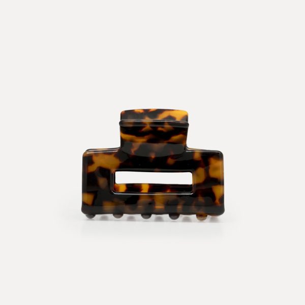 Hair clip rectangle S – haarspeld – dark tortue