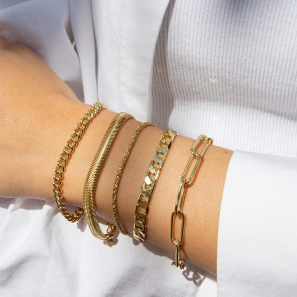 Mara curb chain bracelet - armband - gold - Afbeelding 4